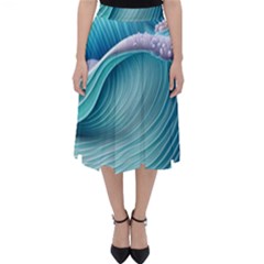 Pastel Sea Waves Classic Midi Skirt by GardenOfOphir