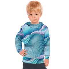 Pastel Sea Waves Kids  Hooded Pullover by GardenOfOphir