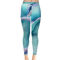 Pastel Sea Waves Inside Out Leggings by GardenOfOphir