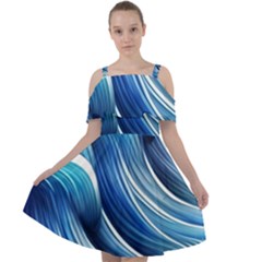 Sunny Ocean Wave Cut Out Shoulders Chiffon Dress by GardenOfOphir