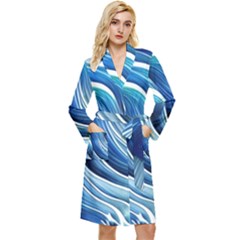 Sunny Ocean Wave Long Sleeve Velvet Robe