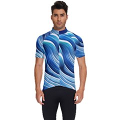 Sunny Ocean Wave Men s Short Sleeve Cycling Jersey by GardenOfOphir