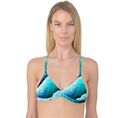 Abstract Waves In Blue And Green Reversible Tri Bikini Top by GardenOfOphir