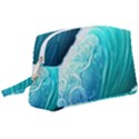 Abstract Waves In Blue And Green Wristlet Pouch Bag (Large) View1