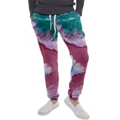 Ocean Waves In Pink Men s Jogger Sweatpants by GardenOfOphir