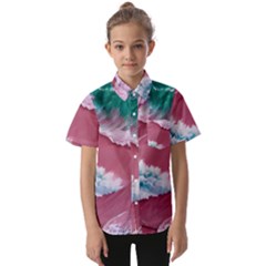 Ocean Waves In Pink Kids  Short Sleeve Shirt by GardenOfOphir