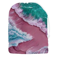 Ocean Waves In Pink Drawstring Pouch (3xl) by GardenOfOphir