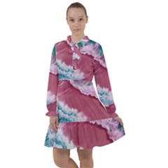 Ocean Waves In Pink All Frills Chiffon Dress by GardenOfOphir