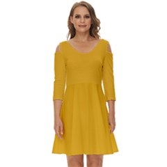 Bee Yellow	 - 	shoulder Cut Out Zip Up Dress by ColorfulDresses