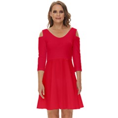 Spanish Red	 - 	shoulder Cut Out Zip Up Dress by ColorfulDresses