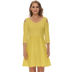 Roya Yellow	 - 	Shoulder Cut Out Zip Up Dress