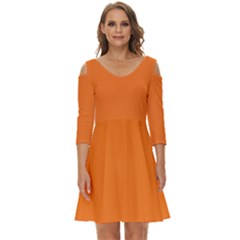 Popsicle Orange	 - 	Shoulder Cut Out Zip Up Dress