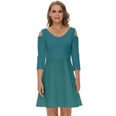 Greenish Blue	 - 	shoulder Cut Out Zip Up Dress by ColorfulDresses