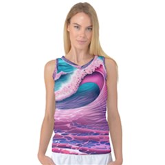 Pink Waves On The Beach Ii Women s Basketball Tank Top by GardenOfOphir