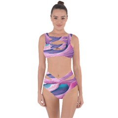 Pink Waves On The Beach Ii Bandaged Up Bikini Set  by GardenOfOphir