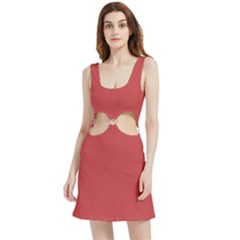 English Vermillion Red	 - 	velour Cutout Dress by ColorfulDresses