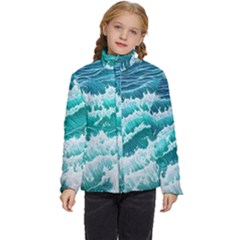 Waves On The Ocean Ii Kids  Puffer Bubble Jacket Coat by GardenOfOphir