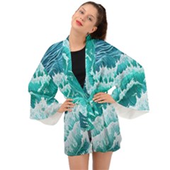 Waves On The Ocean Ii Long Sleeve Kimono by GardenOfOphir