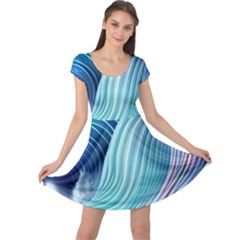 Ocean Waves Pastel Cap Sleeve Dress by GardenOfOphir