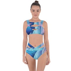 Ocean Waves Pastel Bandaged Up Bikini Set  by GardenOfOphir