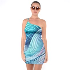 Ocean Waves Pastel One Soulder Bodycon Dress by GardenOfOphir