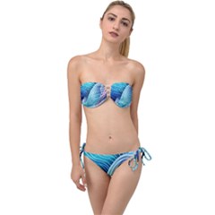 Ocean Waves Pastel Twist Bandeau Bikini Set by GardenOfOphir