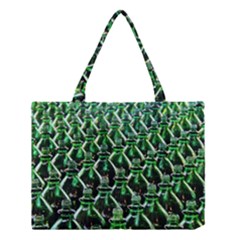 Bottles Green Drink Pattern Soda Refreshment Medium Tote Bag by Ravend