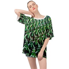 Bottles Green Drink Pattern Soda Refreshment Oversized Chiffon Top