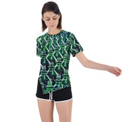 Bottles Green Drink Pattern Soda Refreshment Asymmetrical Short Sleeve Sports Tee by Ravend