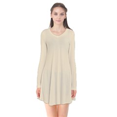 Dutch White	 - 	long Sleeve V-neck Flare Dress