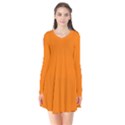 Heat Wave Orange	 - 	Long Sleeve V-neck Flare Dress View1