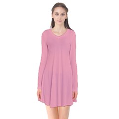 Mauvelous Pink	 - 	long Sleeve V-neck Flare Dress