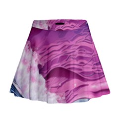 Abstract Pink Ocean Waves Mini Flare Skirt by GardenOfOphir