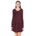 Mahoghany Red	 - 	Long Sleeve V-neck Flare Dress View1