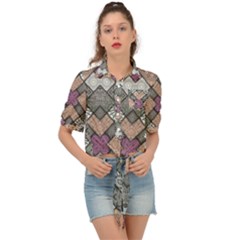 Mandala Decoration Floral Flower Indian Design Tie Front Shirt  by Ravend