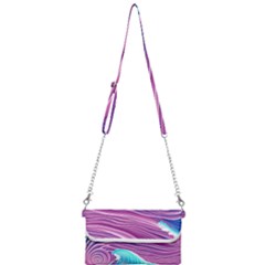 Pink Water Waves Mini Crossbody Handbag by GardenOfOphir