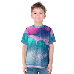 Pink Waves On The Beach Kids  Cotton Tee