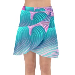 Pink Waves On The Beach Wrap Front Skirt by GardenOfOphir