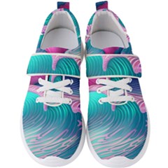 Pink Waves On The Beach Men s Velcro Strap Shoes by GardenOfOphir