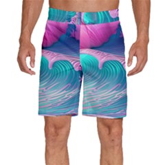 Pink Waves On The Beach Men s Beach Shorts