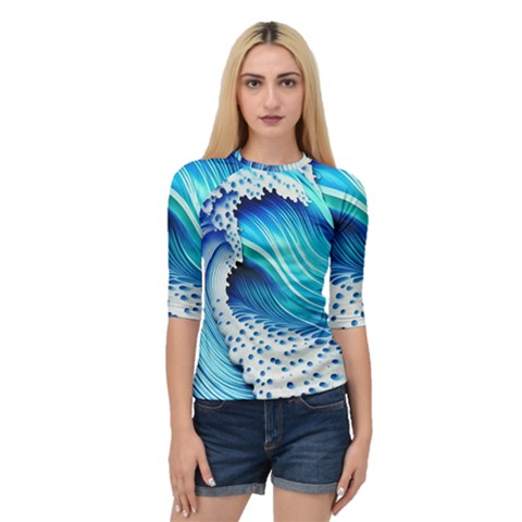 Blue Water Reflections Quarter Sleeve Raglan Tee by GardenOfOphir