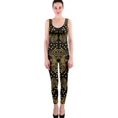 Pattern Seamless Gold 3d Abstraction Ornate One Piece Catsuit by Ravend