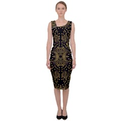 Pattern Seamless Gold 3d Abstraction Ornate Sleeveless Pencil Dress by Ravend