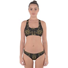 Pattern Seamless Gold 3d Abstraction Ornate Cross Back Hipster Bikini Set