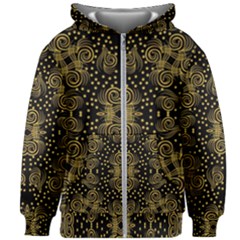 Pattern Seamless Gold 3d Abstraction Ornate Kids  Zipper Hoodie Without Drawstring