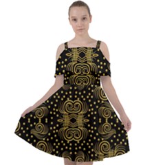 Pattern Seamless Gold 3d Abstraction Ornate Cut Out Shoulders Chiffon Dress by Ravend