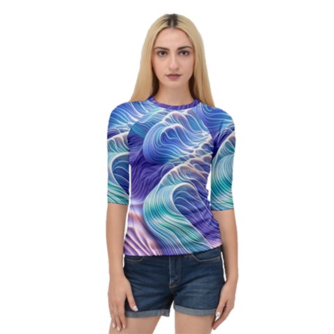 Majestic Ocean Waves Quarter Sleeve Raglan Tee by GardenOfOphir