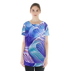 Majestic Ocean Waves Skirt Hem Sports Top by GardenOfOphir