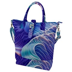 Majestic Ocean Waves Buckle Top Tote Bag by GardenOfOphir