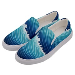 Simple Summer Wave Pattern Men s Canvas Slip Ons by GardenOfOphir